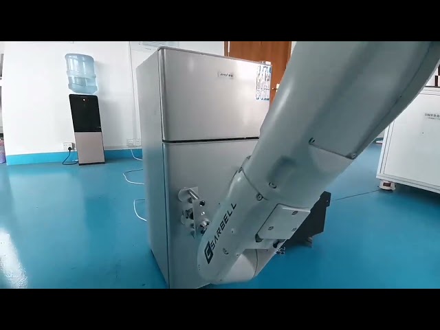 video perusahaan Tentang Robotic arm for microwave door durability test